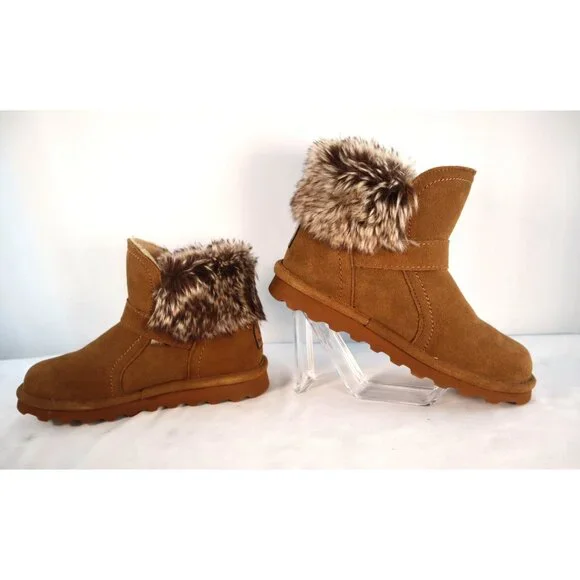 Bearpaw Women's Konnie Boots Brown with Faux Fur Trim - Size 7 - Picture 1 of 8